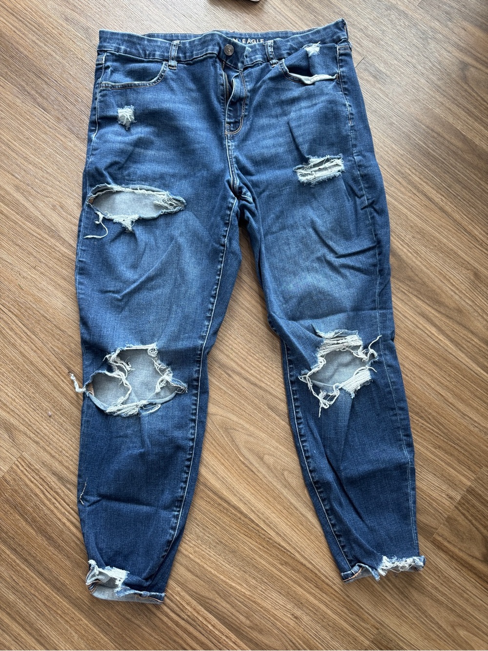 American Eagle Outfitters Distressed Dark Blue Boyfriend Jeans